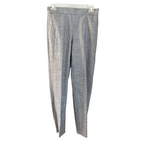 Calvin Klein Women B&W Gray Ankle Pants 2 Plaid Pleated Pull On Check Office NEW